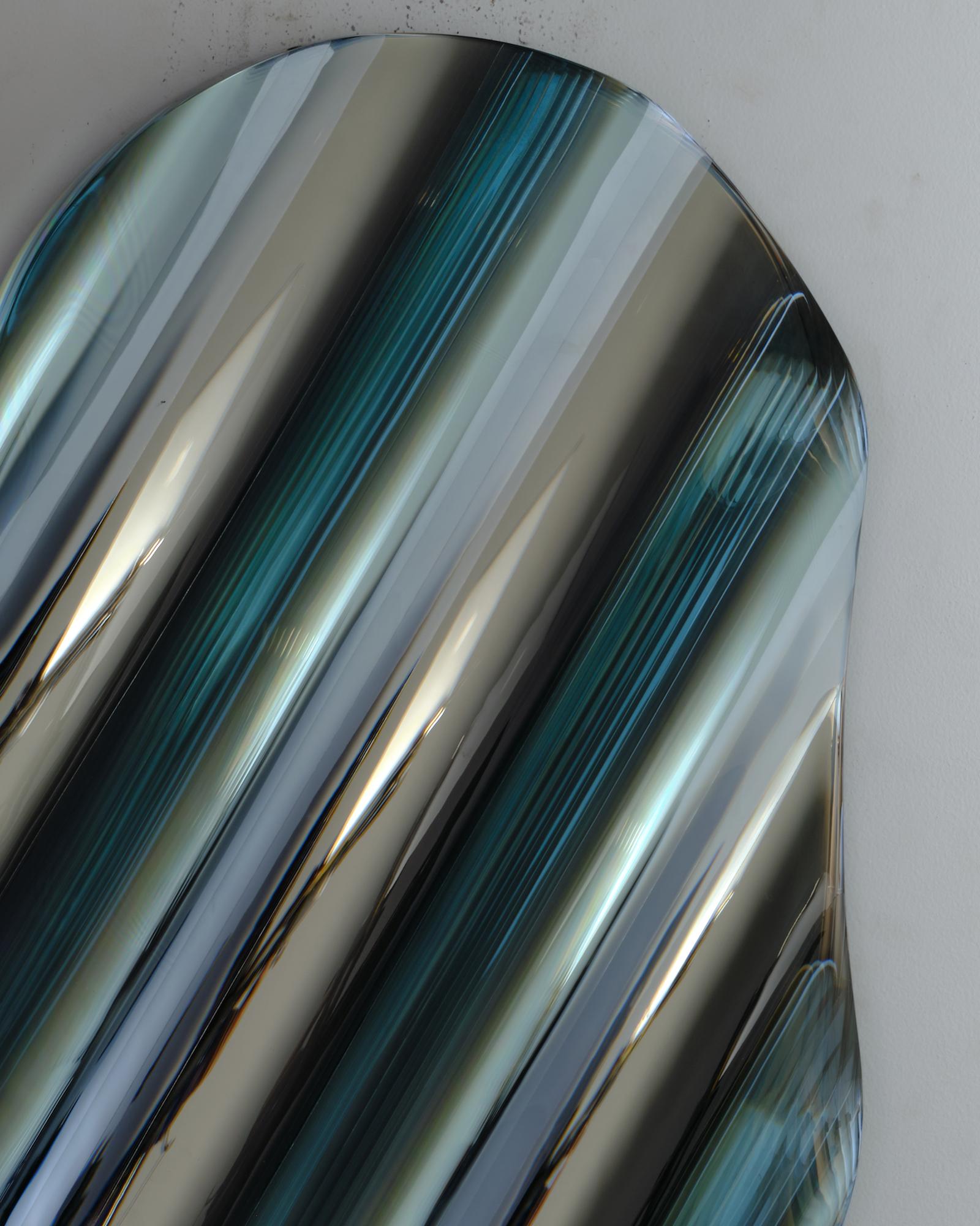 P.230501 by Toshio Iezumi - Glass, half mirror, abstract, wall sculpture For Sale 2