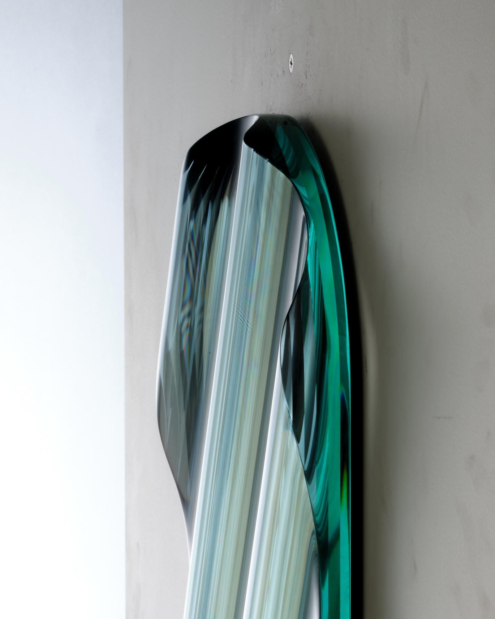 P.230501 by Toshio Iezumi - Glass, half mirror, abstract, wall sculpture For Sale 4