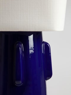 Toshiro Blue Ceramic Lamp Linen Lampshade