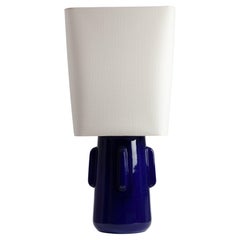Toshiro Blue Ceramic Lamp Linen Lampshade