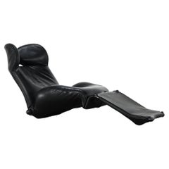 Toshiyuki Kita Black Leather Wink Lounge Chair for Cassina