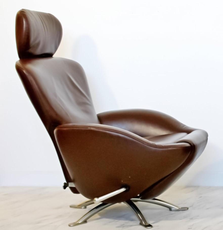 Modern Toshiyuki Kita for Cassina 'Dodo' Reclining Lounge Chair in Brown Leather For Sale