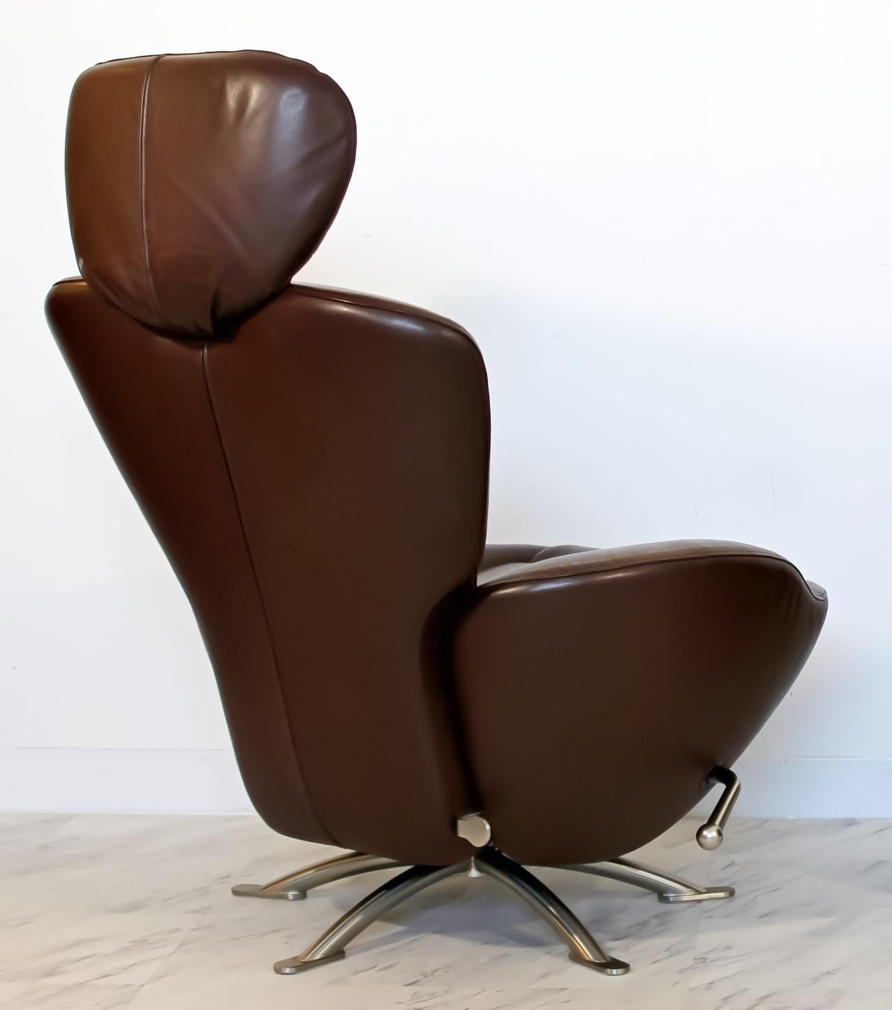 Modern Toshiyuki Kita for Cassina 'Dodo' Reclining Lounge Chair in Brown Leather  For Sale