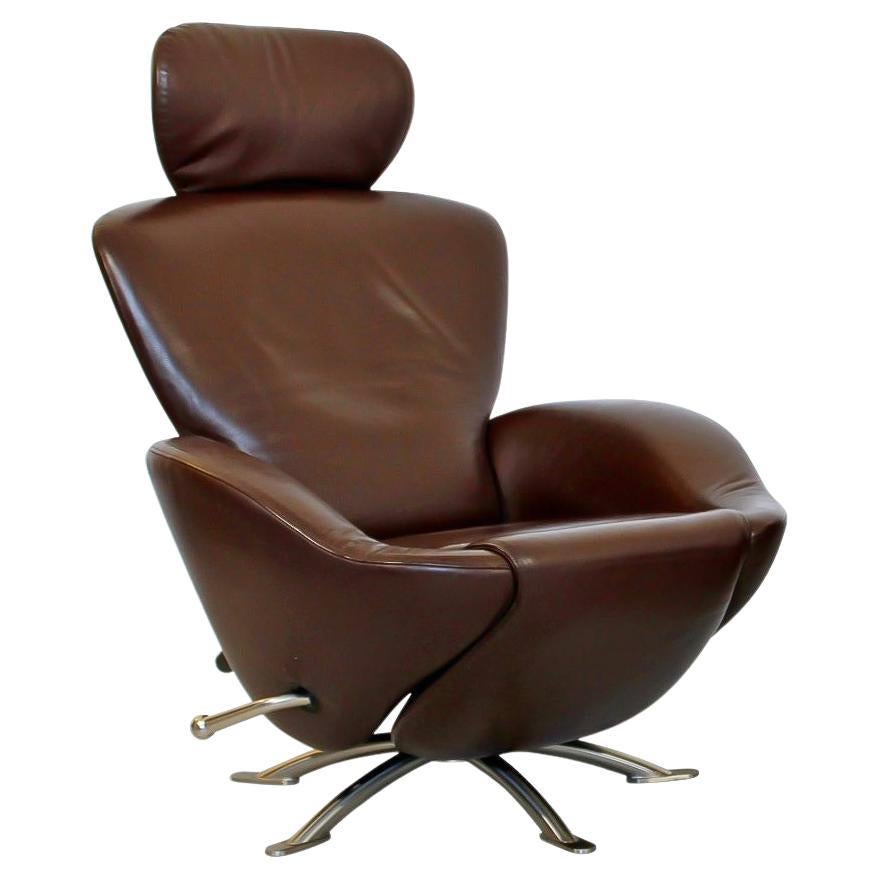 Toshiyuki Kita for Cassina 'Dodo' Reclining Lounge Chair in Brown Leather  For Sale