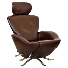 Toshiyuki Kita für Cassina 'Dodo' Liegender Sessel aus braunem Leder