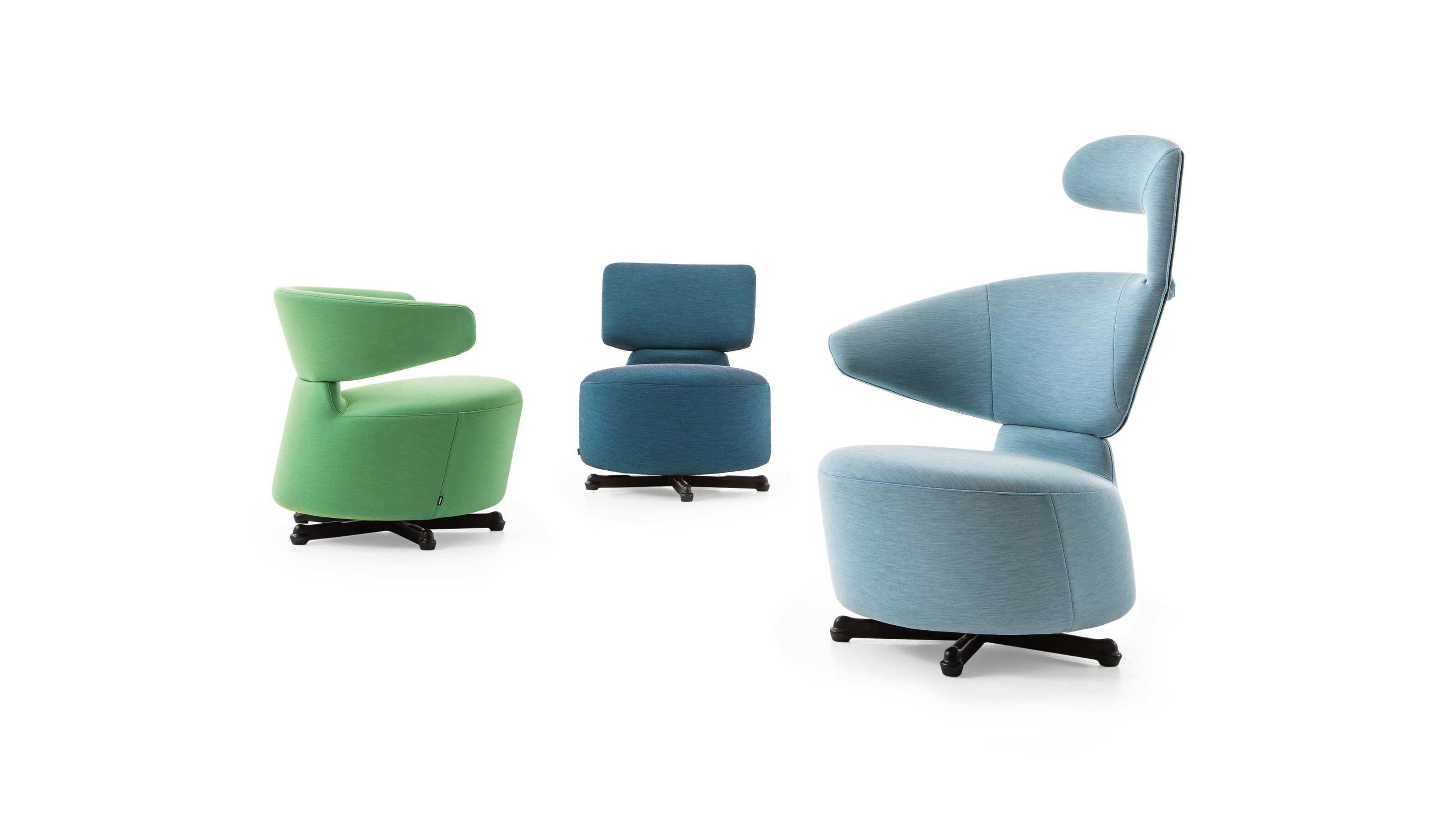 Toshiyuki Kita Set Of Three Aki - Biki - Canta Armchair For Cassina 

The rhythm of life in the smart working era and the habits of an increasingly connected society inspired this series of design armchairs by Japanese designer Toshiyuki Kita with
