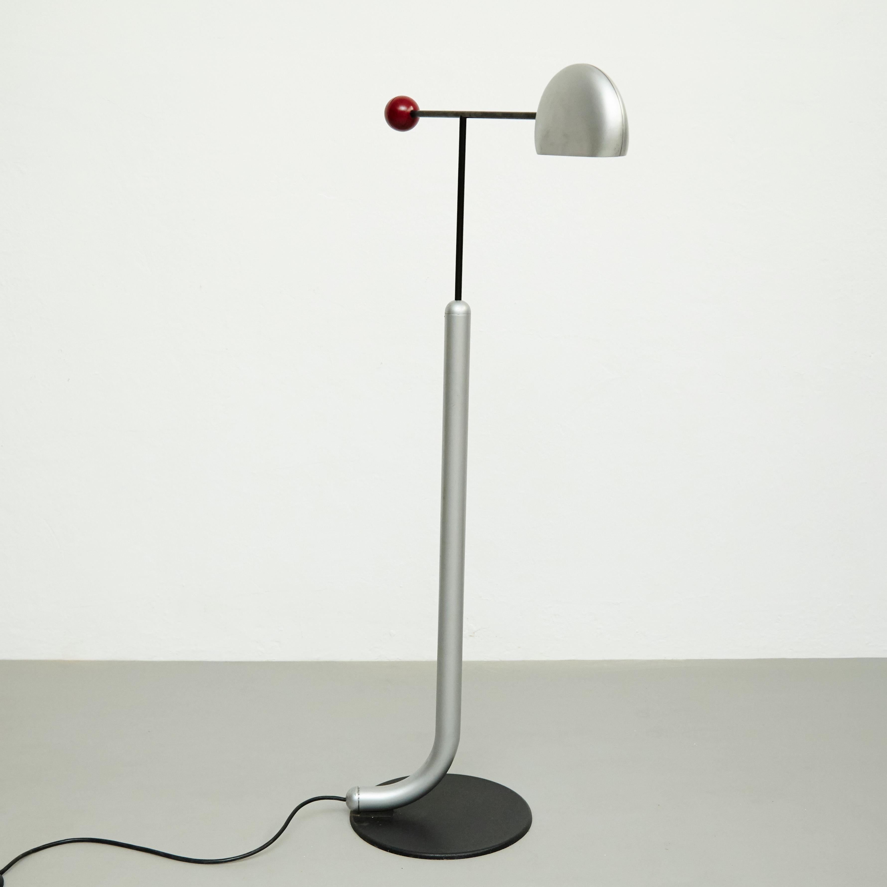 Toshiyuki Kita Tomo Floor Lamp Black / Silver / Red, circa 1980  2