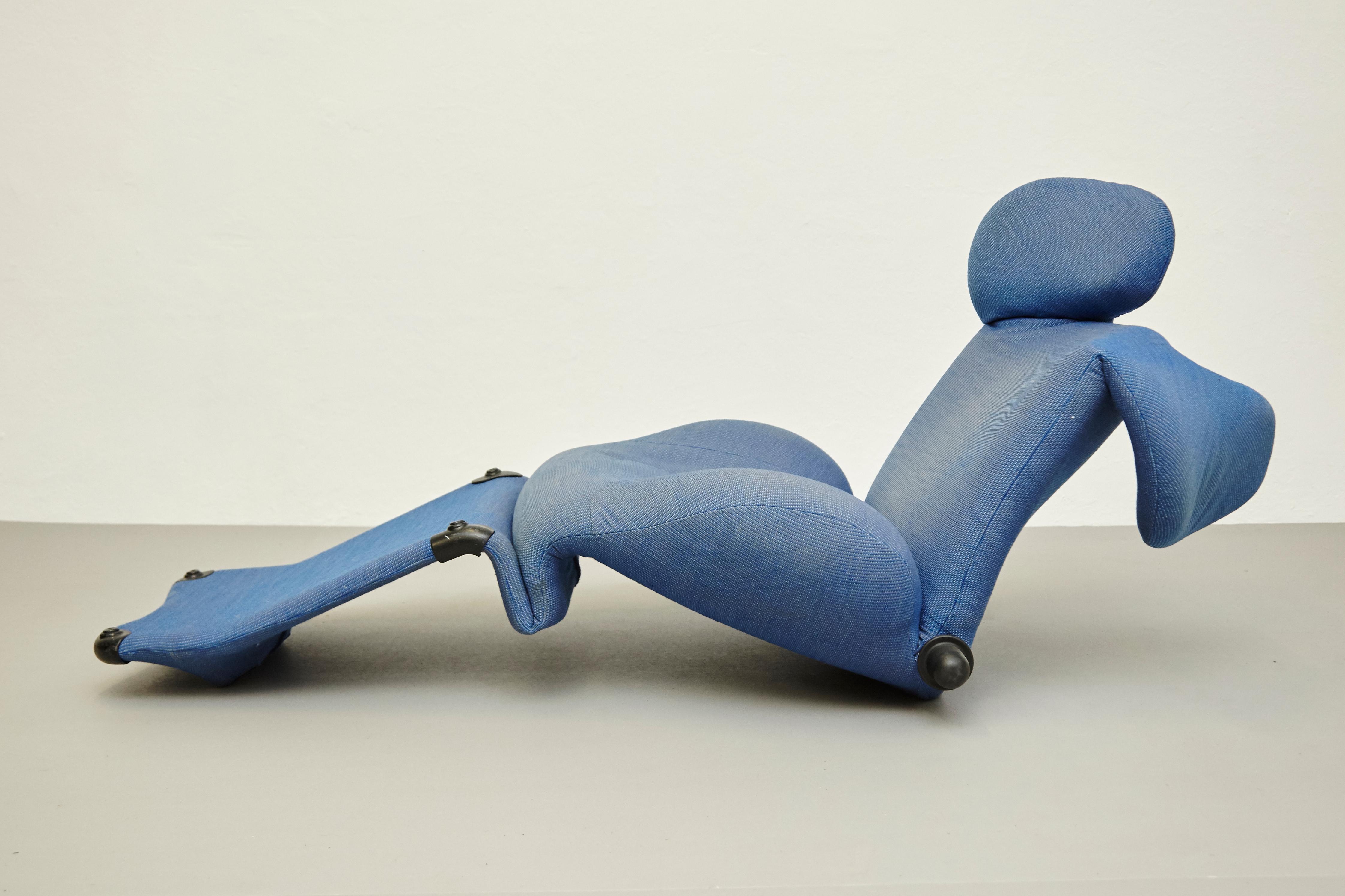 Late 20th Century Toshiyuki Kita Wink 111 Armchair in Blue by Cassina, circa 1980
