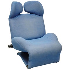 Fauteuil Toshiyuki Kita Wink 111 bleu en bleu par Cassina, vers 1980