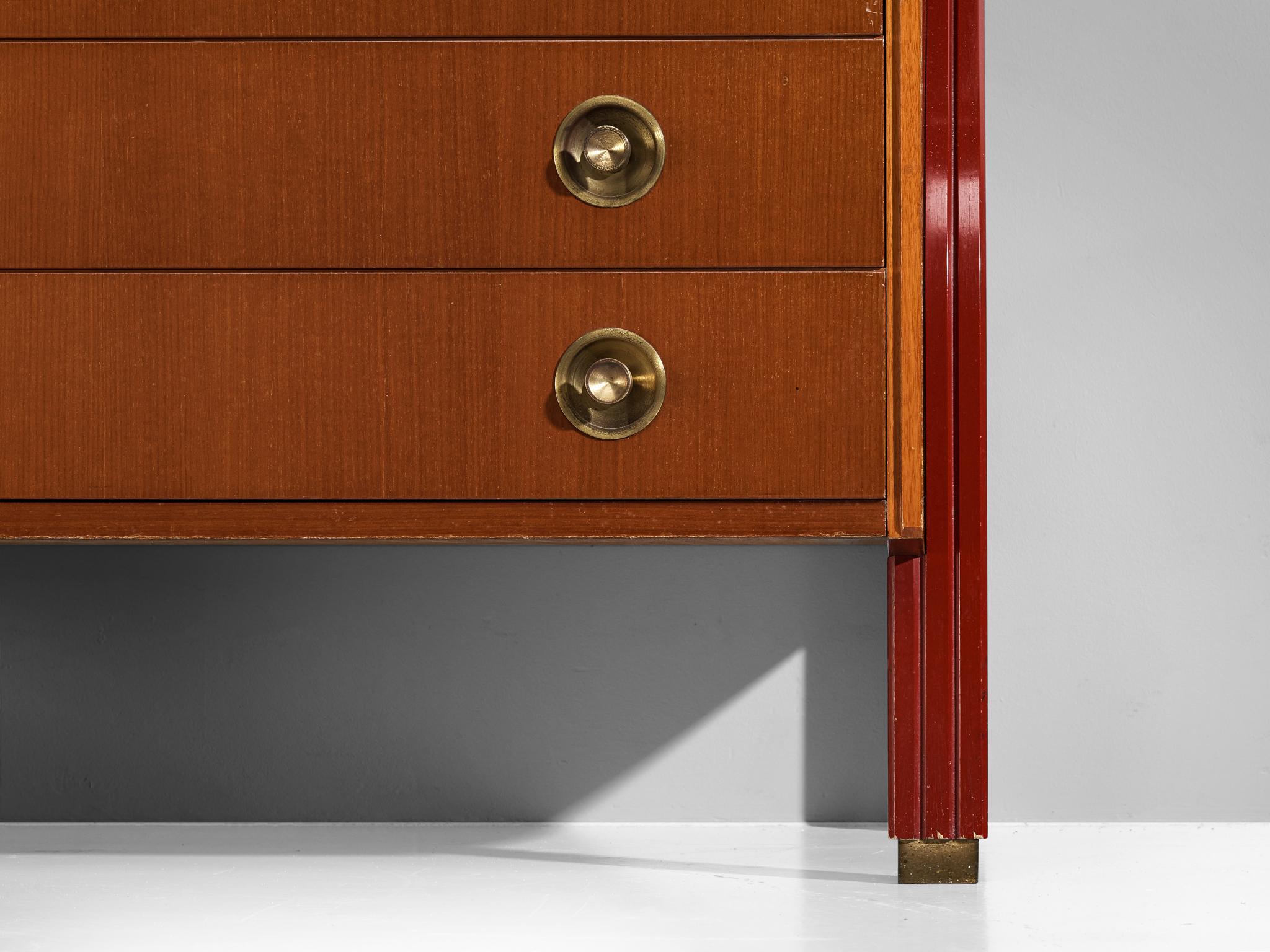 Tosi Arredamenti Chest of Drawers in Mahogany and Brass  For Sale 4