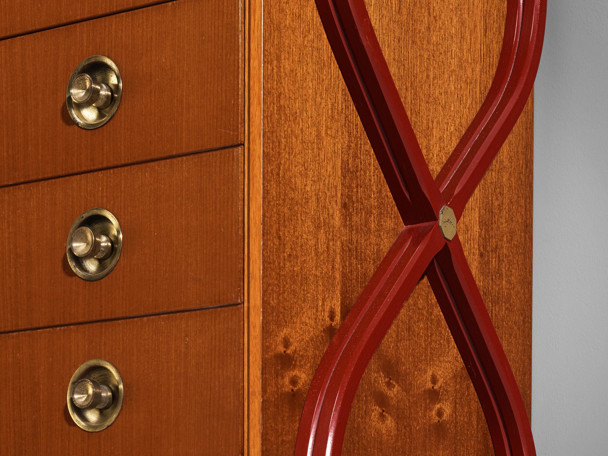 Mid-20th Century Tosi Arredamenti Chest of Drawers in Mahogany and Brass  For Sale