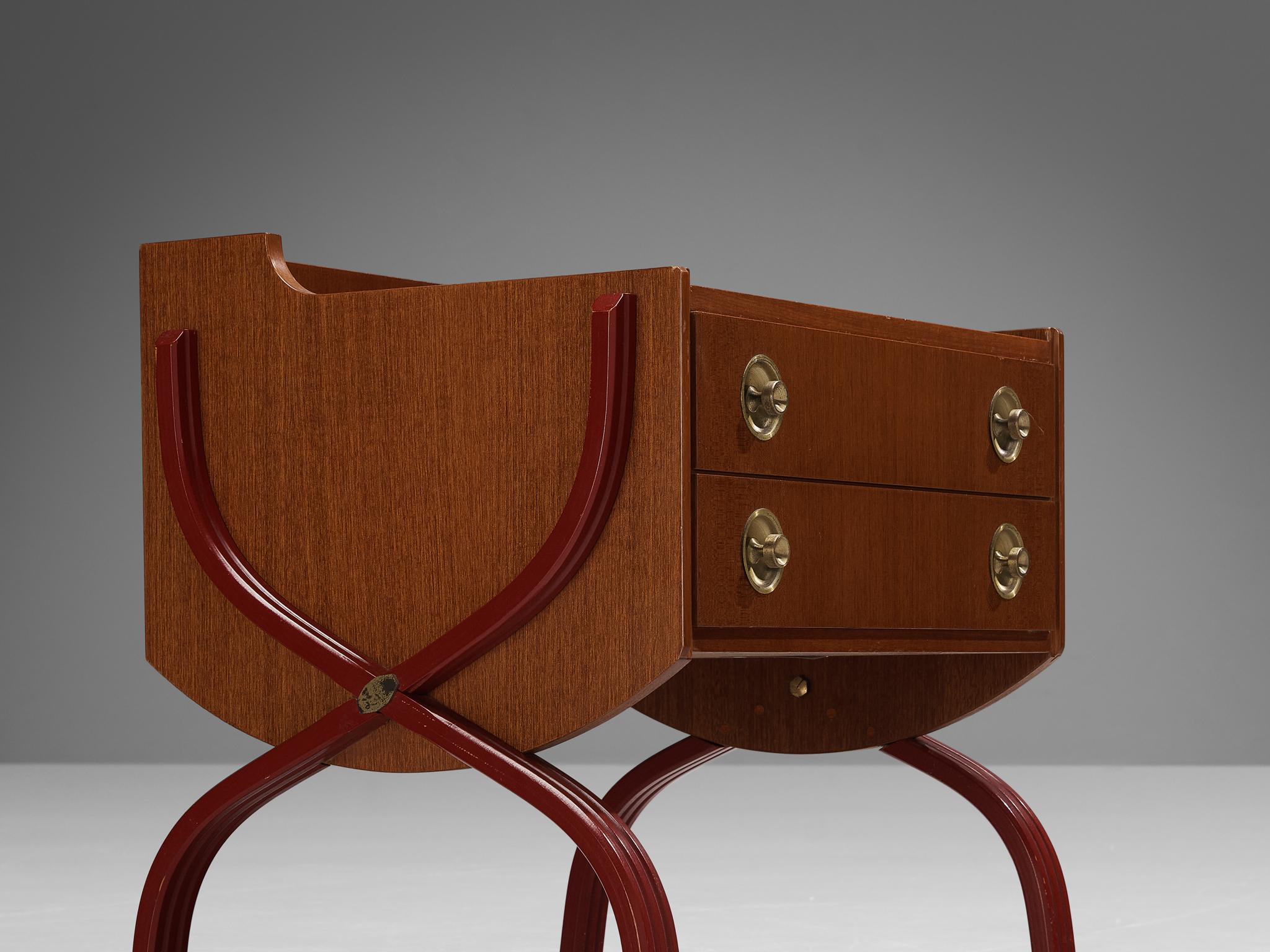 Tosi Arredamenti Pair of Cabinets or Night Stands in Mahogany and Brass  For Sale 5