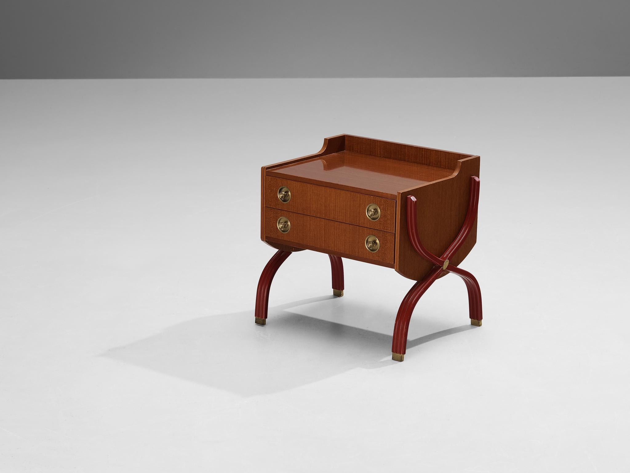 Italian  Tosi Arredamenti Pair of Cabinets or Night Stands in Mahogany and Brass  For Sale