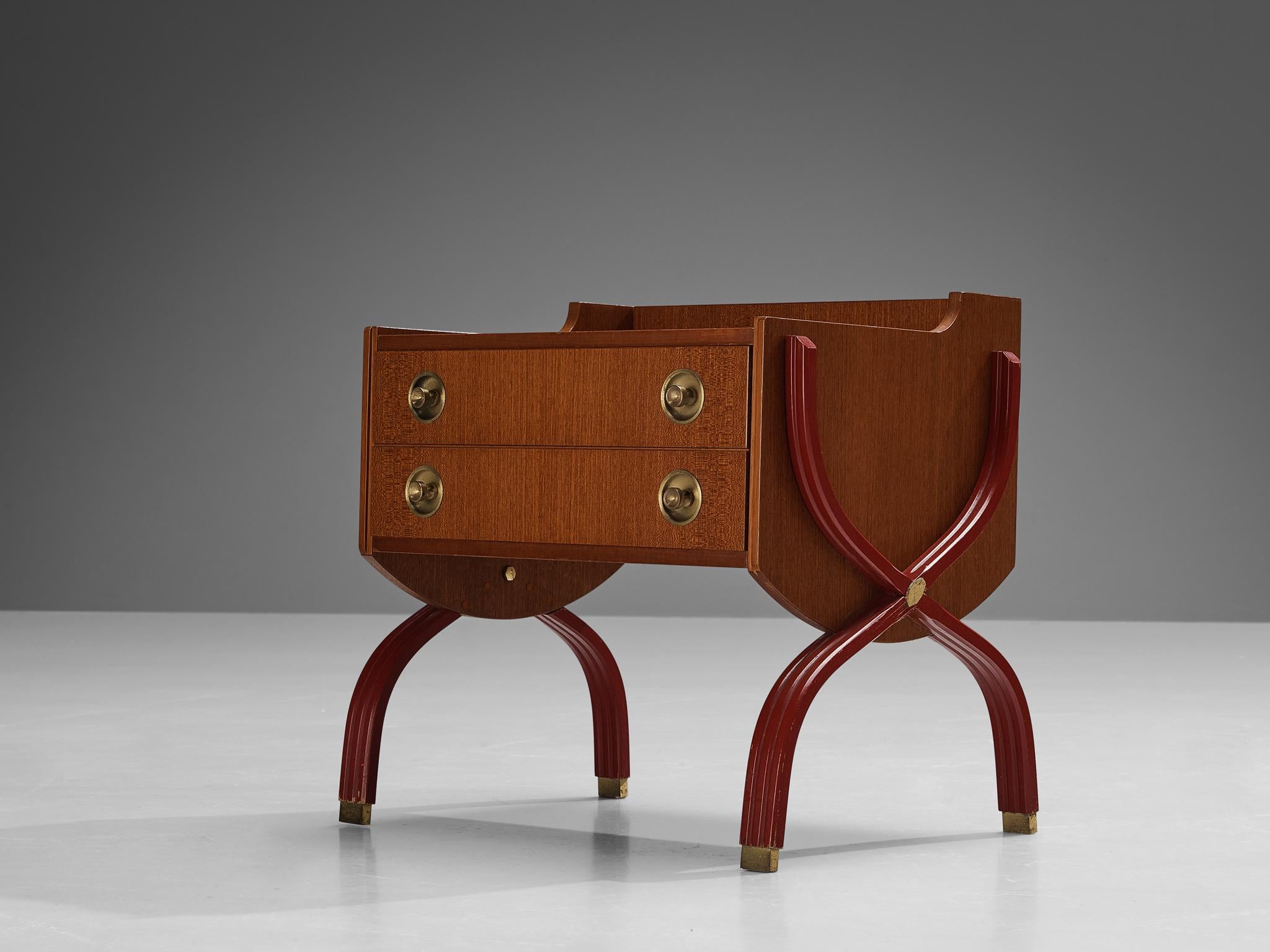  Tosi Arredamenti Pair of Cabinets or Night Stands in Mahogany and Brass  For Sale 3