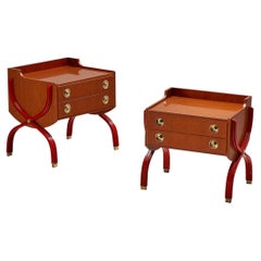  Tosi Arredamenti Pair of Cabinets or Night Stands in Mahogany and Brass 