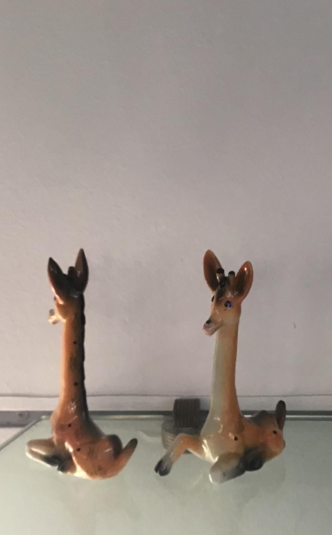 Mid-20th Century Tosin Ceramic Giraffe Couple 1950 Italia