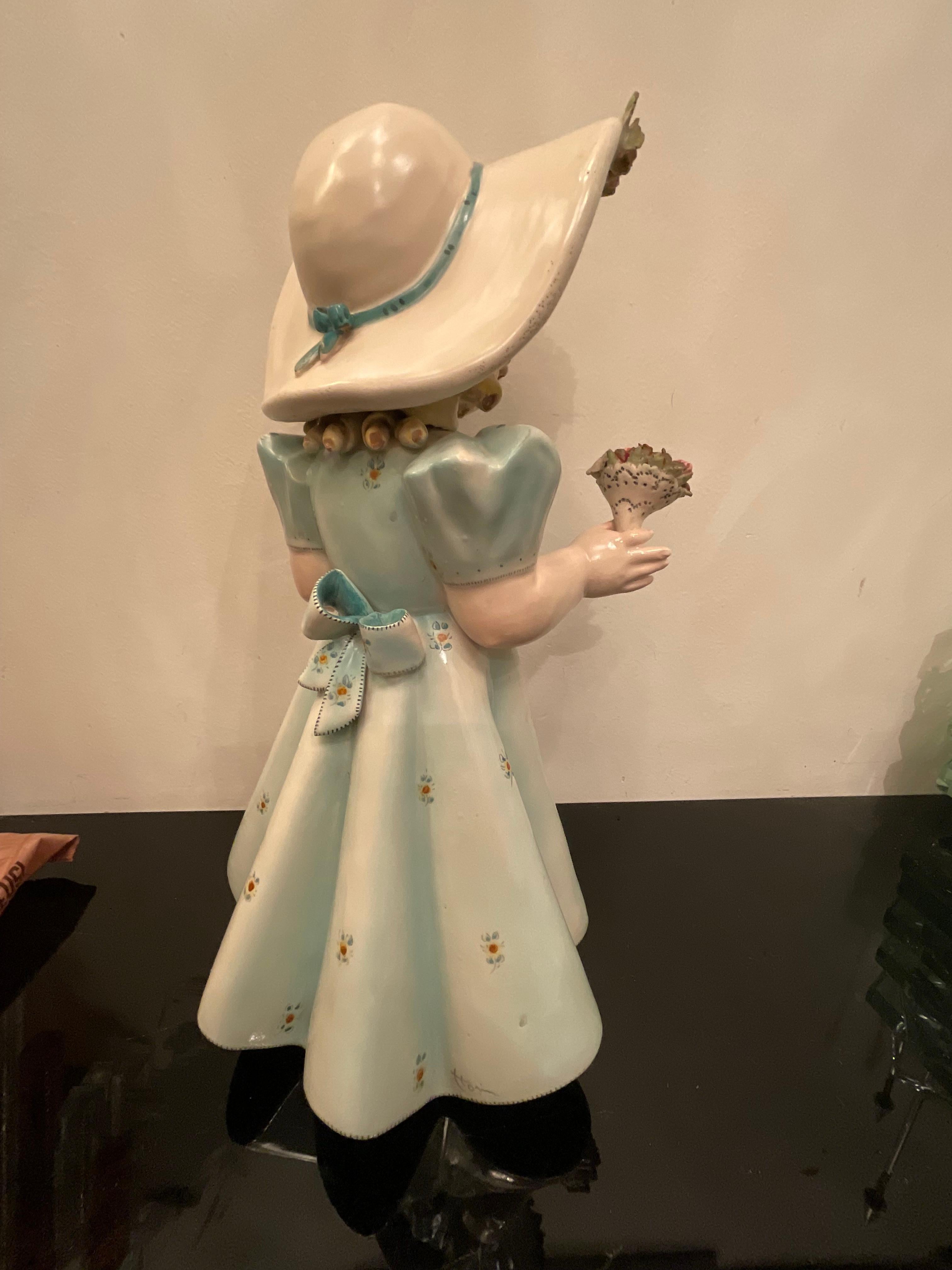 Other TOSIN LA FRECCIA - Polychrome ceramic baby girl - Veneto 1940 - Made in Italy For Sale
