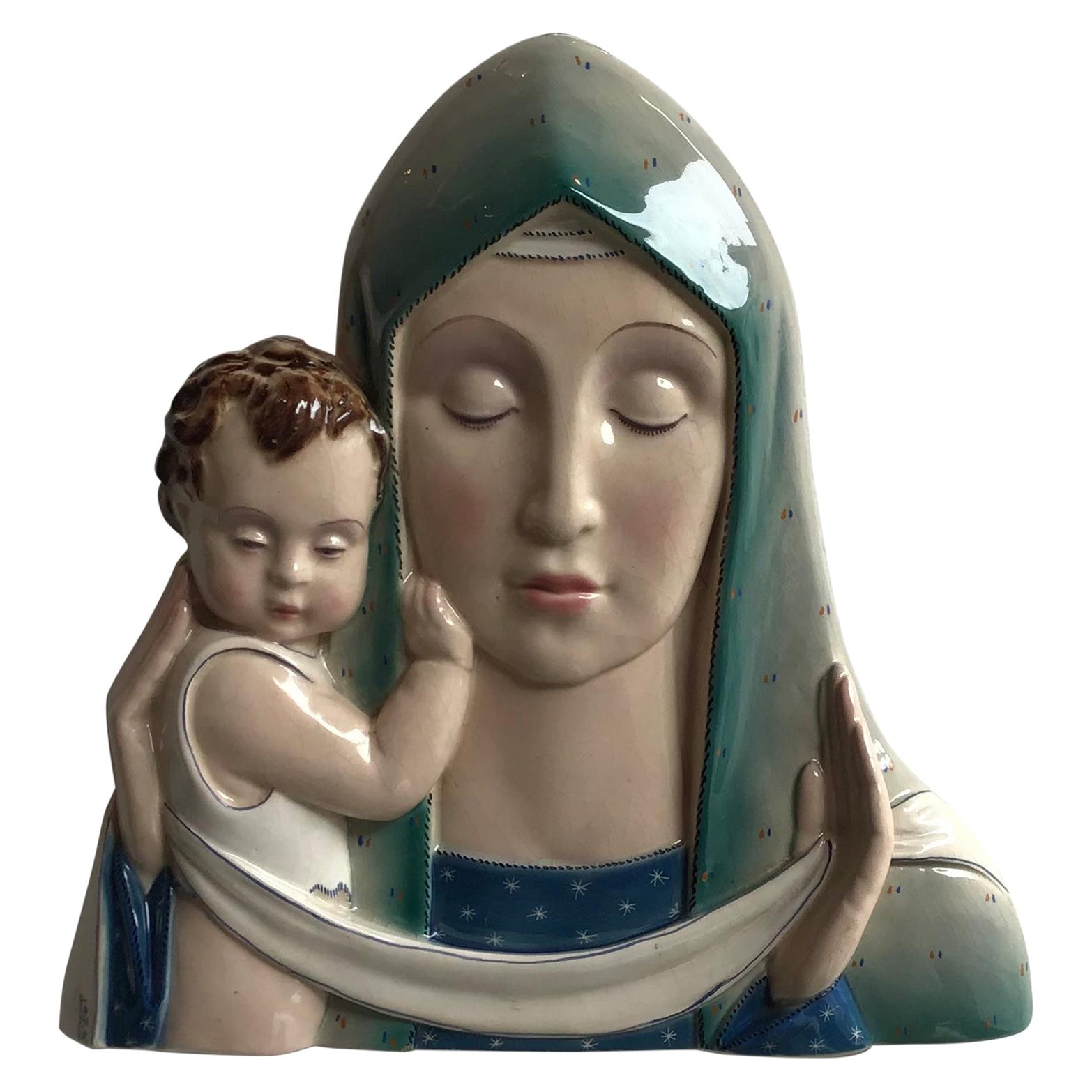 Tosin Madonna Ceramic, 1930, Italy