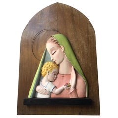 TOSIN Madonna Ceramic Wood, 1930, Italie