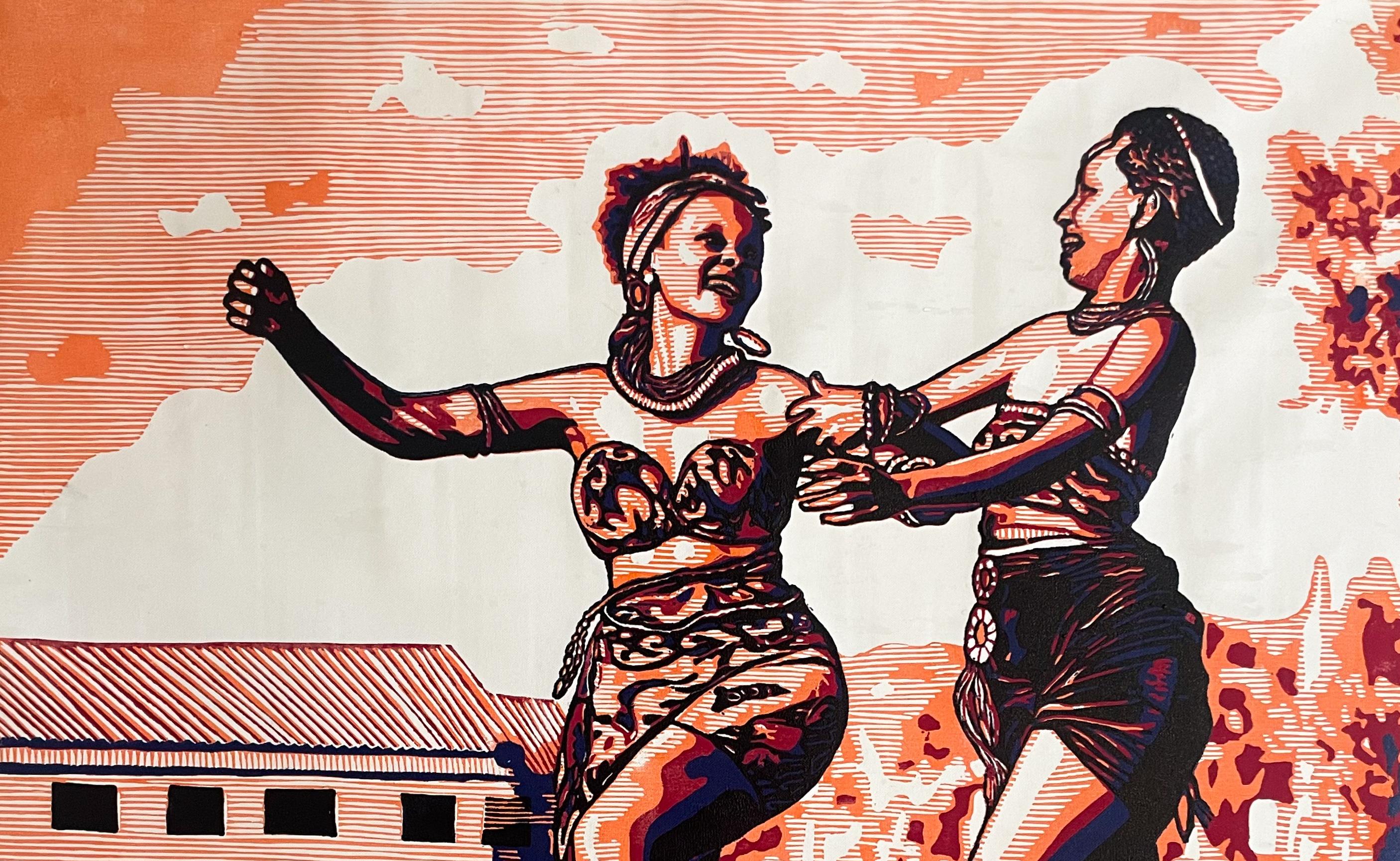 ÀGÙNBÁNIRÒ - Siglo XXI, Contemporáneo, Figurativo, África, Mujer, Linograbado - Print de Tosin Oyeniyi 