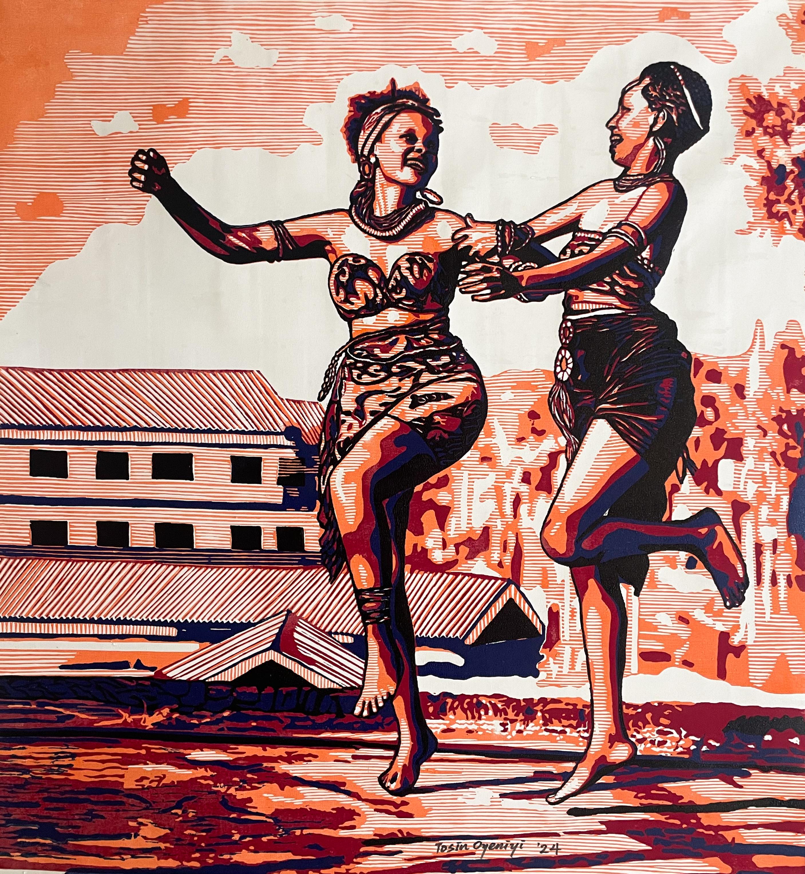 ÀGÙNBÁNIRÒ - Siglo XXI, Contemporáneo, Figurativo, África, Mujer, Linograbado
