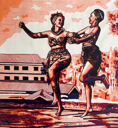 ÀGÙNBÁNIRÒ - 21st Century, Contemporary, Figurative, Africa, Women, Linocut