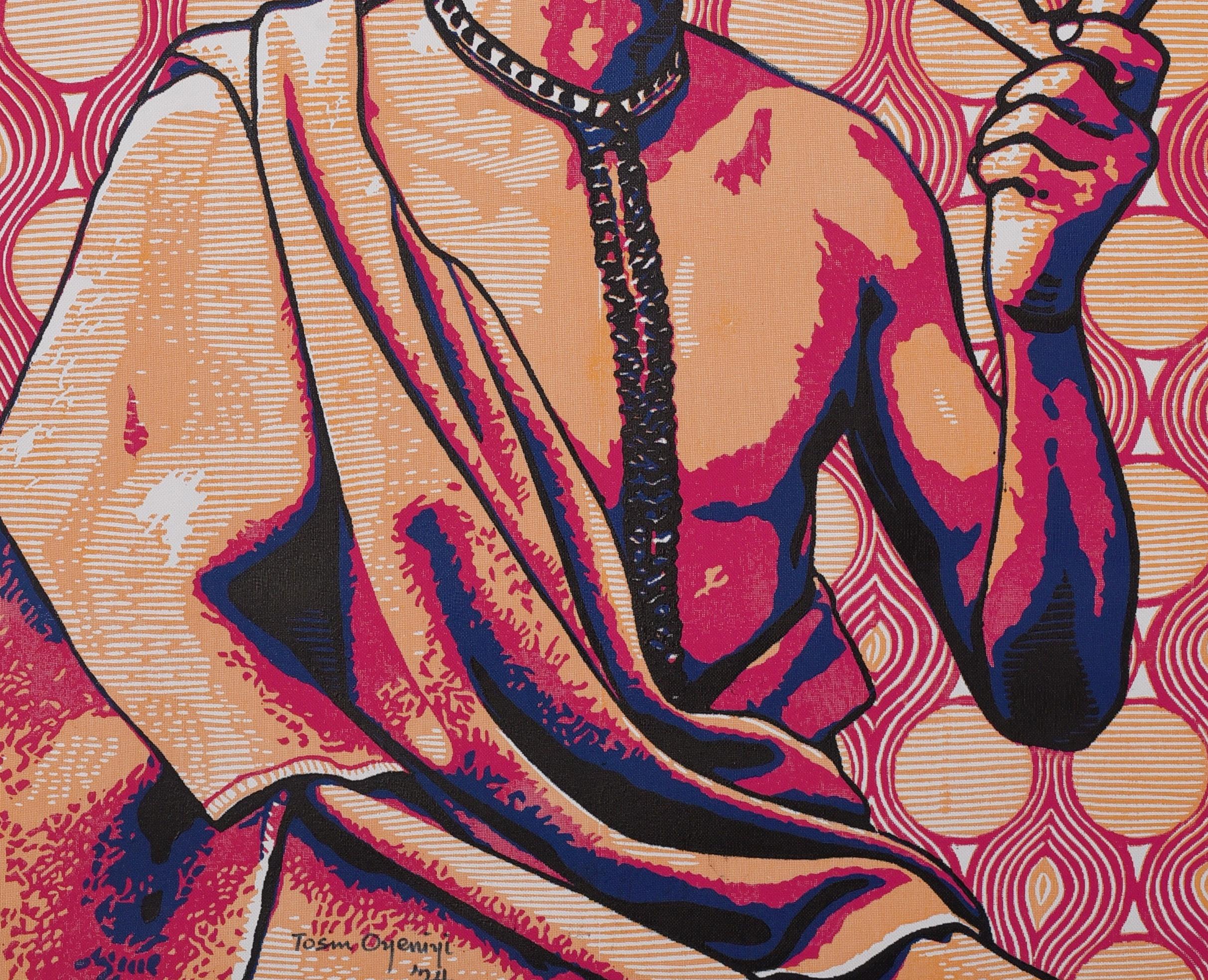 Amukoko (Enjoyment Galore -21e siècle, Contemporain Figuratif, Afrique Linogravure - Maîtres anciens Print par Tosin Oyeniyi 