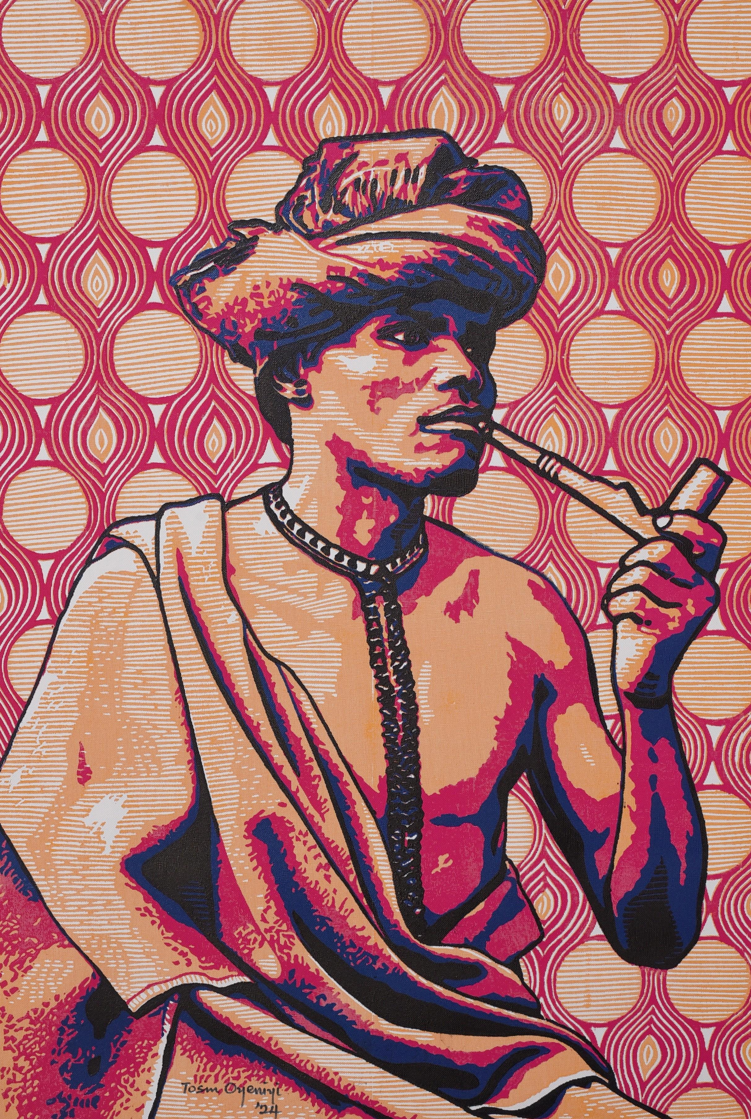 Figurative Print Tosin Oyeniyi  - Amukoko (Enjoyment Galore -21e siècle, Contemporain Figuratif, Afrique Linogravure