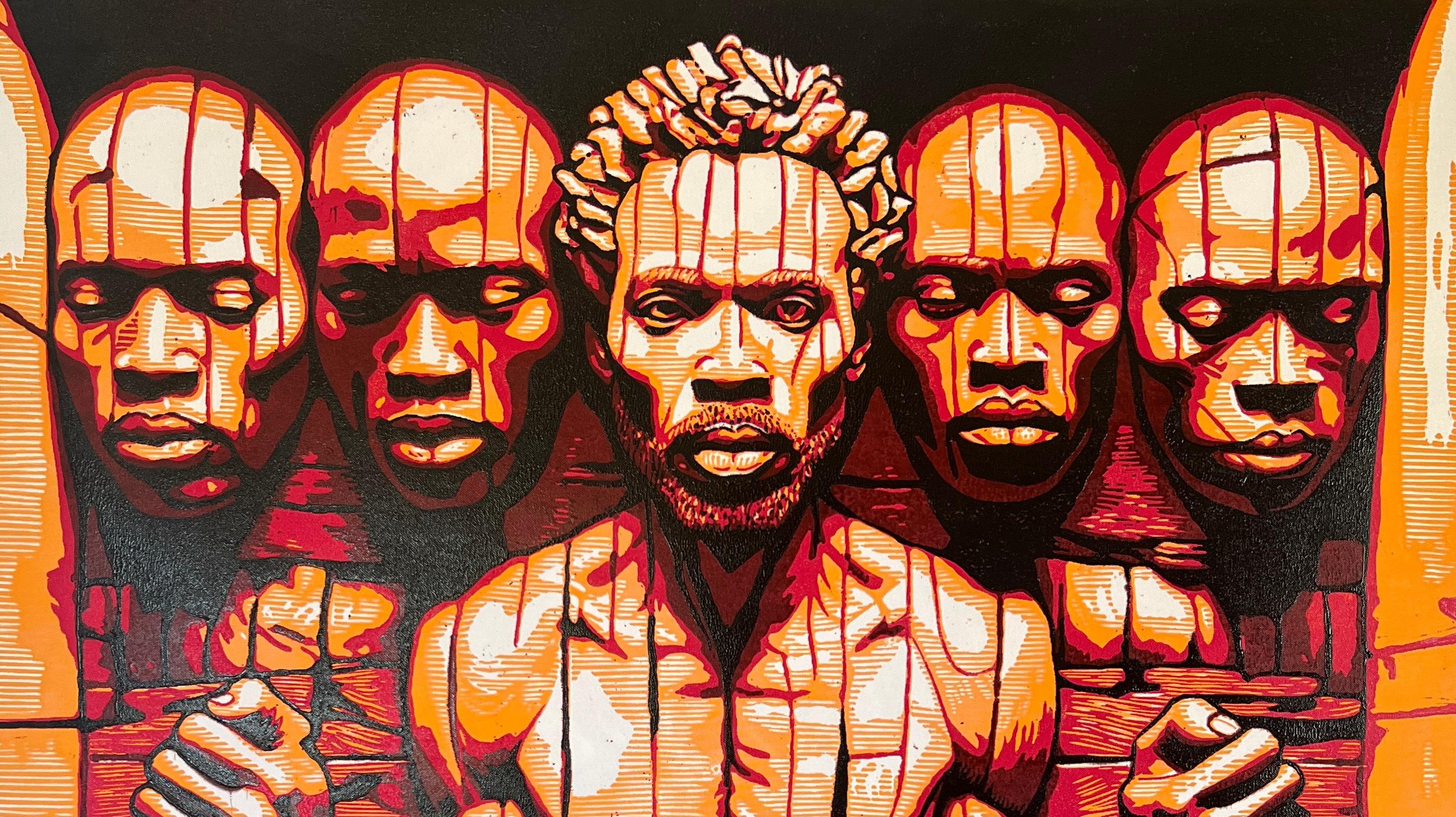 Cicatrice indelebile - 21° secolo, Contemporaneo, Figurativo, Africa, Persone, Linocut - Print di Tosin Oyeniyi 