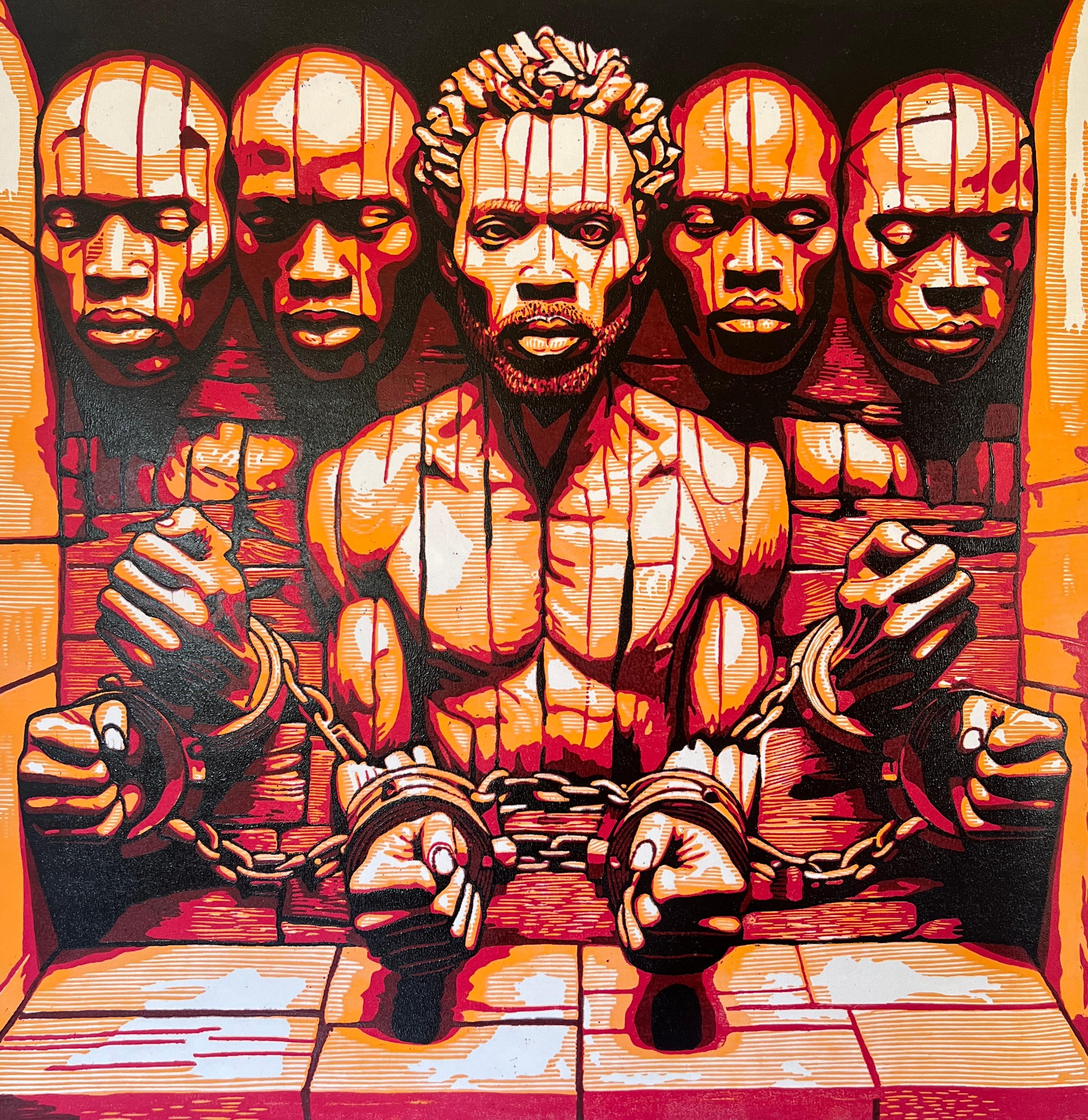 Portrait Print di Tosin Oyeniyi  - Cicatrice indelebile - 21° secolo, Contemporaneo, Figurativo, Africa, Persone, Linocut