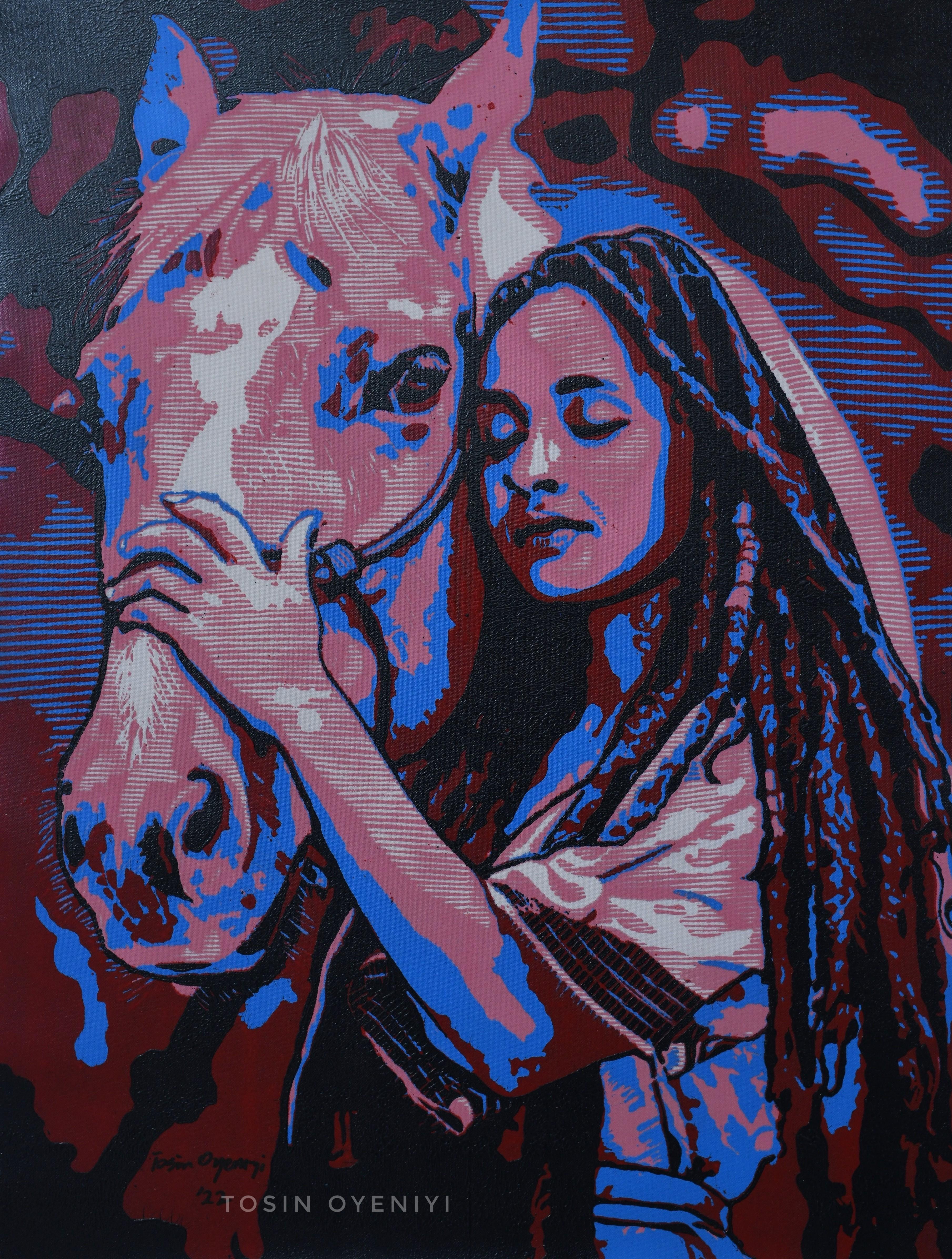 Figurative Print de Tosin Oyeniyi  - Fuerza interior