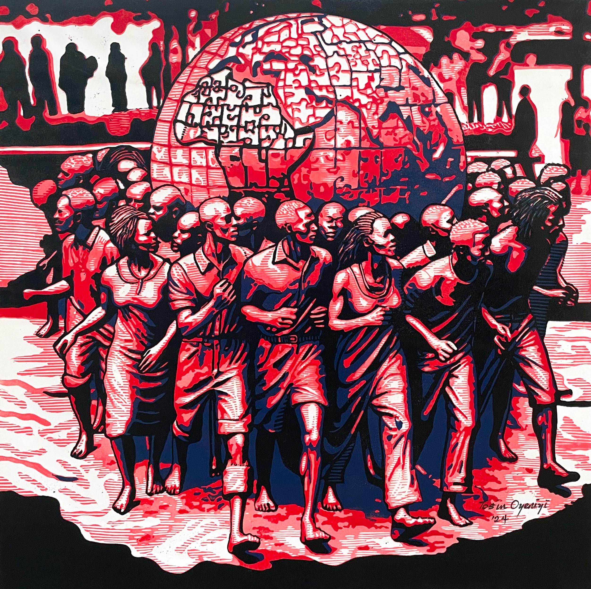 One People - Siglo XXI, Contemporáneo, Figurativo, África, Gente, Linograbado