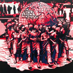One People - 21st Century, Contemporary, Figurative, Africa, People, Linocut