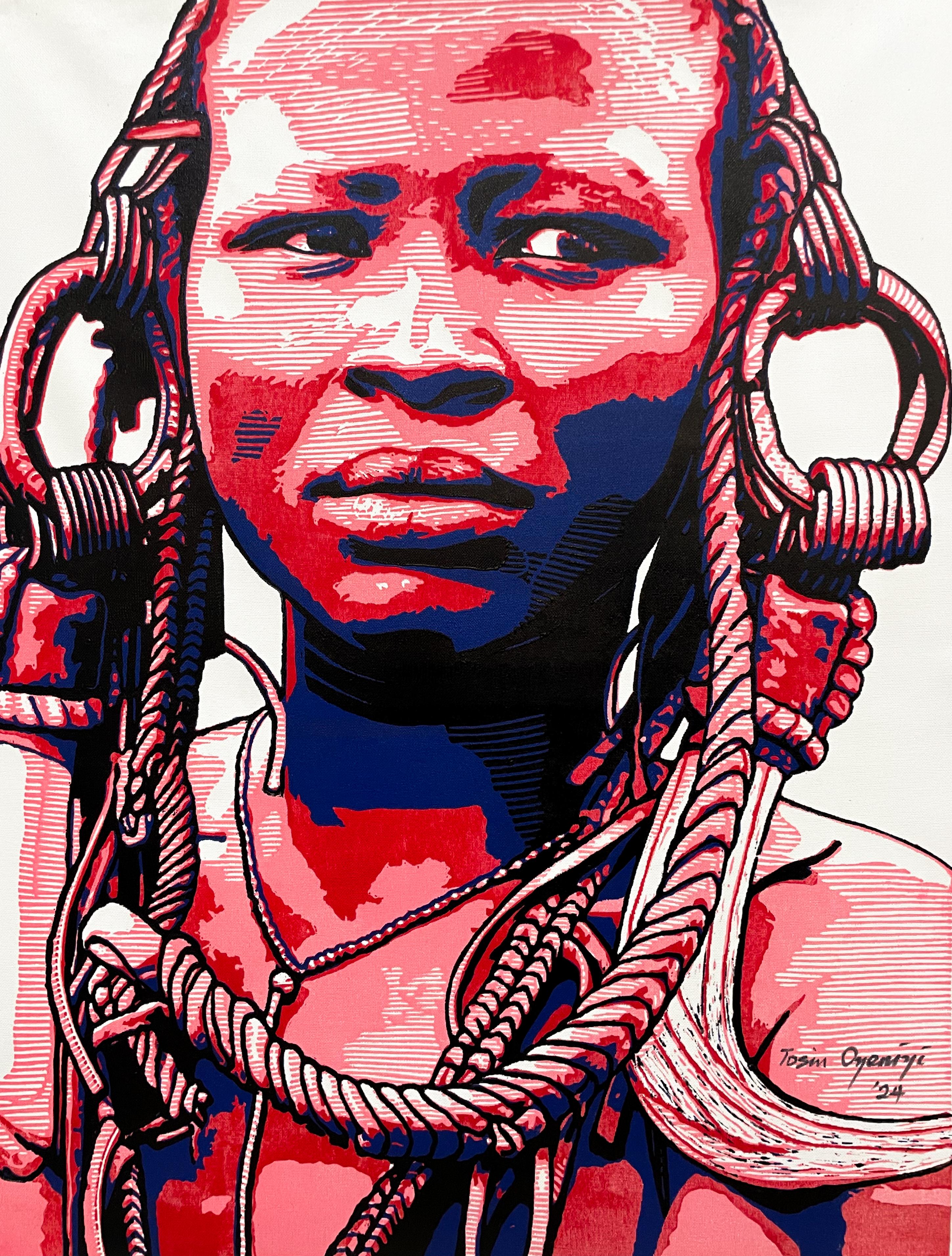 Portrait Print di Tosin Oyeniyi  - Percezione - 21° secolo, Contemporaneo, Figurativo, Africa, Donne, Linocut