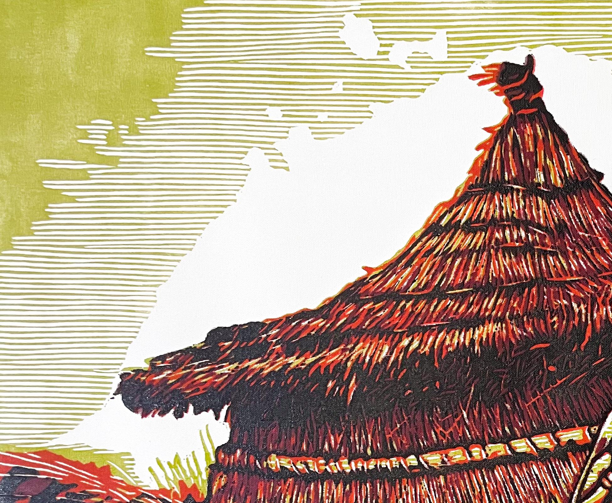 Sweet Home - 21e siècle, Contemporain, Figuratif, Afrique Village, Chhild - Print de Tosin Oyeniyi 