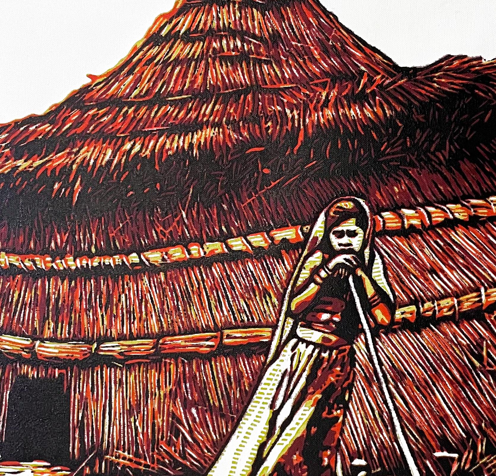 Sweet Home - 21e siècle, Contemporain, Figuratif, Afrique Village, Chhild en vente 1