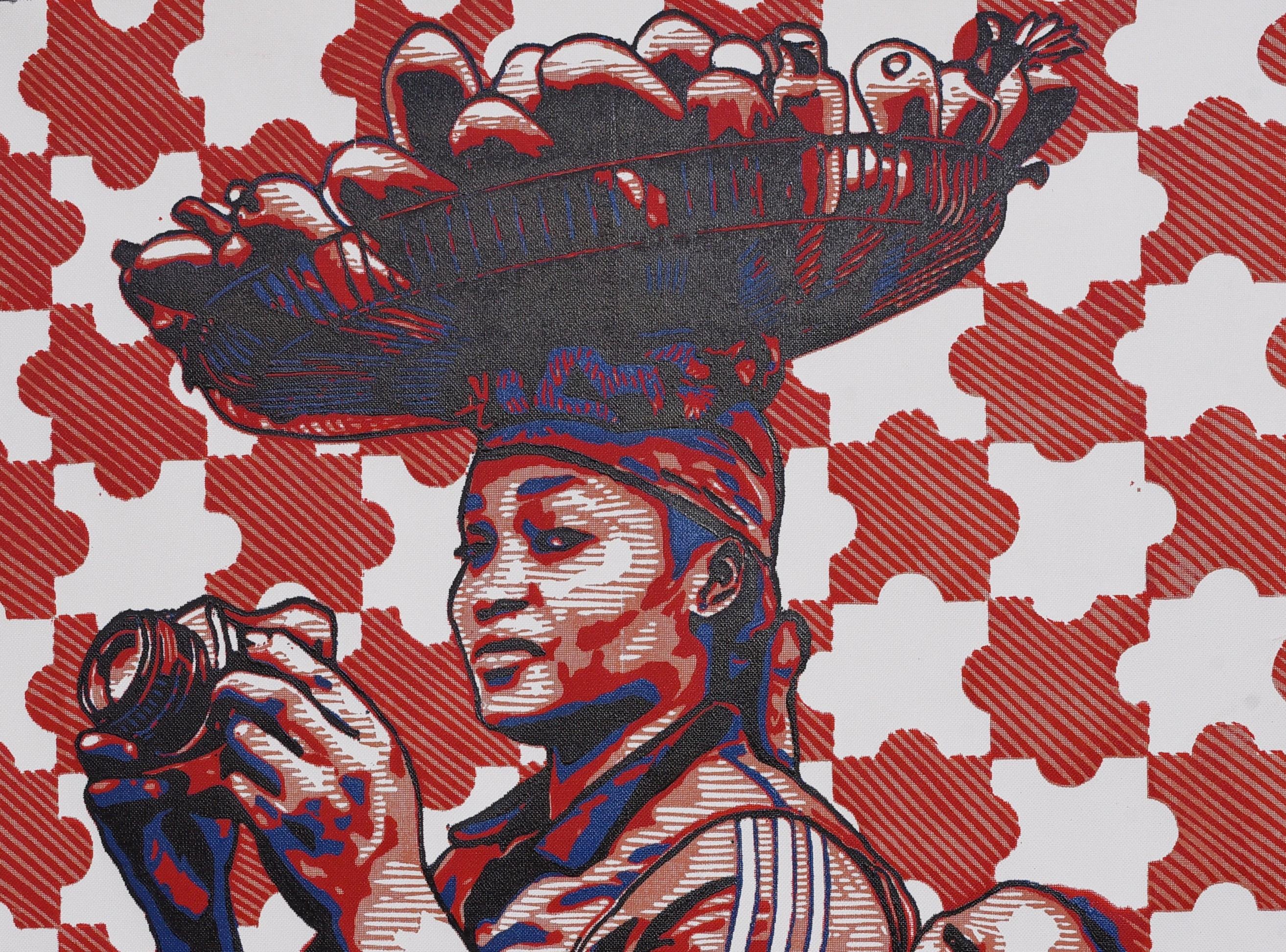 Ceci ou cela (Ona Kan O Woja) - 21e siècle, Figurative contemporaine, Linogravure - Print de Tosin Oyeniyi 