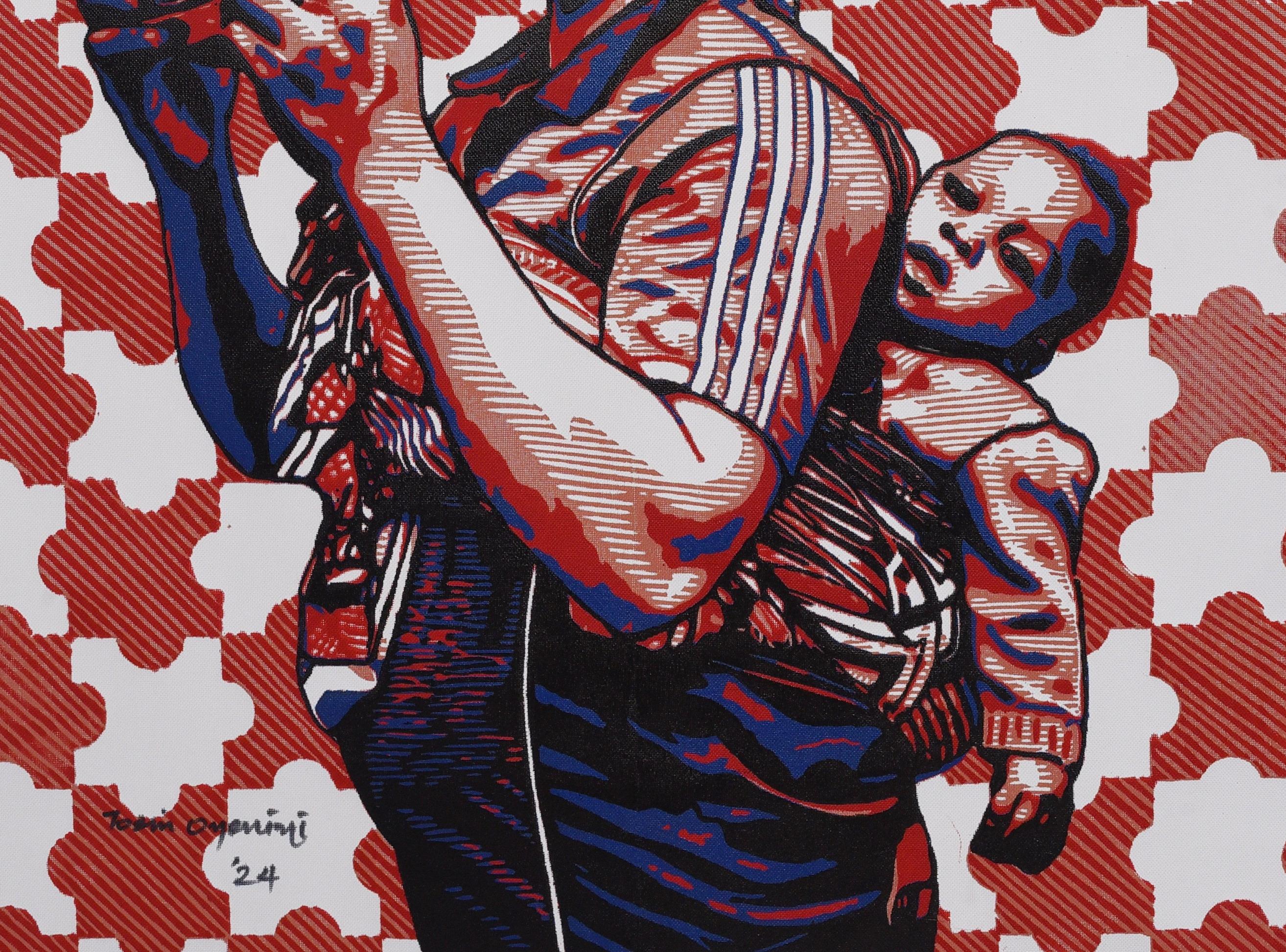 Ceci ou cela (Ona Kan O Woja) - 21e siècle, Figurative contemporaine, Linogravure - Maîtres anciens Print par Tosin Oyeniyi 