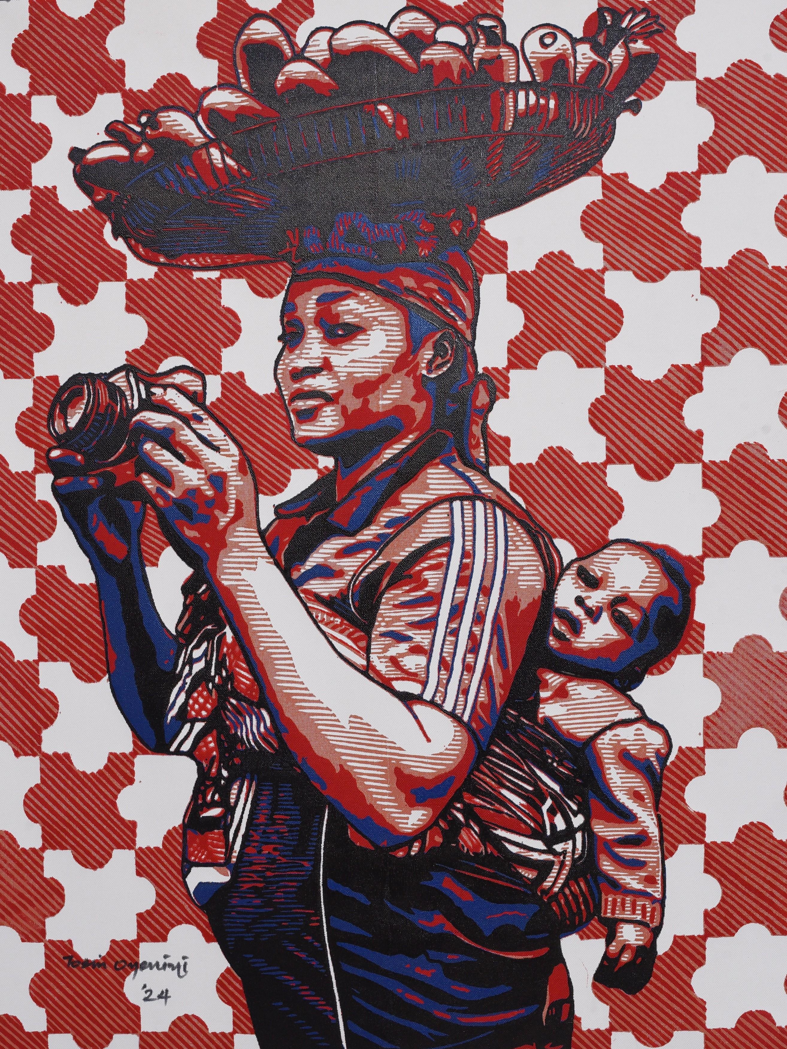 Ceci ou cela (Ona Kan O Woja) - 21e siècle, Figurative contemporaine, Linogravure