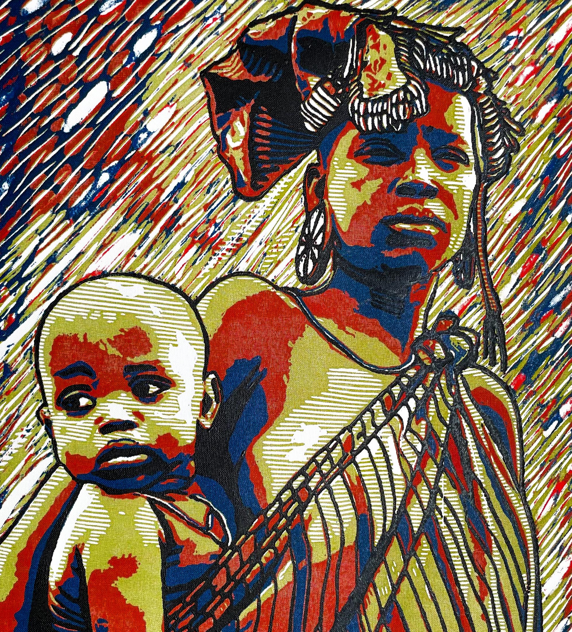 Wura (Dulce Madre) - Siglo XXI, Contemporáneo, Figurativo, África, Niño - Figurative Print Beige de Tosin Oyeniyi 