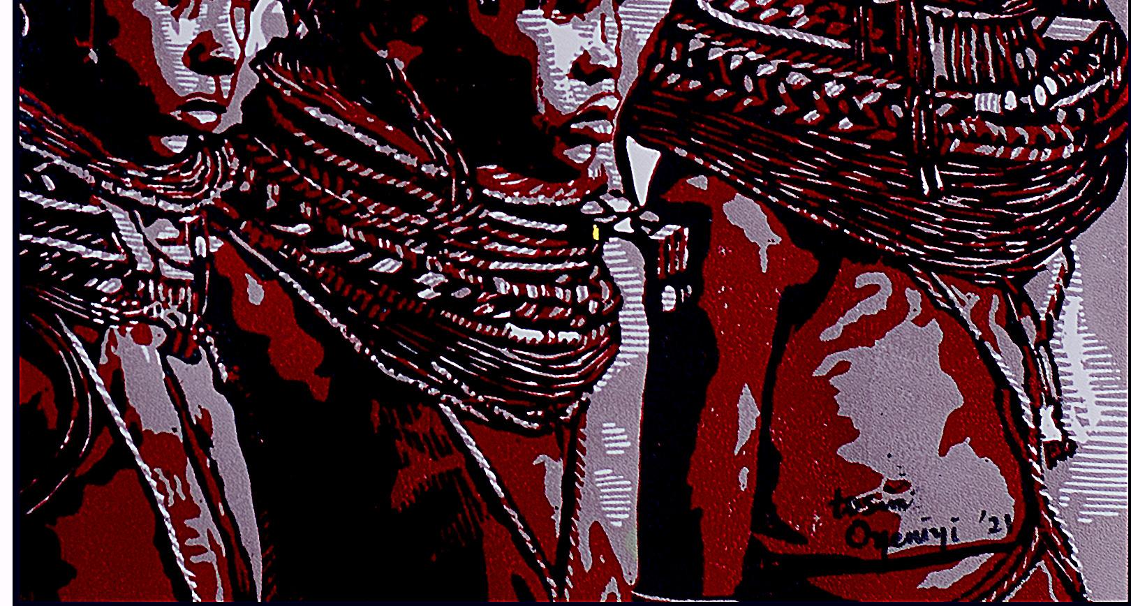Intégrité indigène II - Noir Figurative Print par Tosin Oyeniyi
