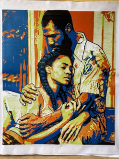 Together Forever Print, Contemporary Ink on Linen, Signed Artwork