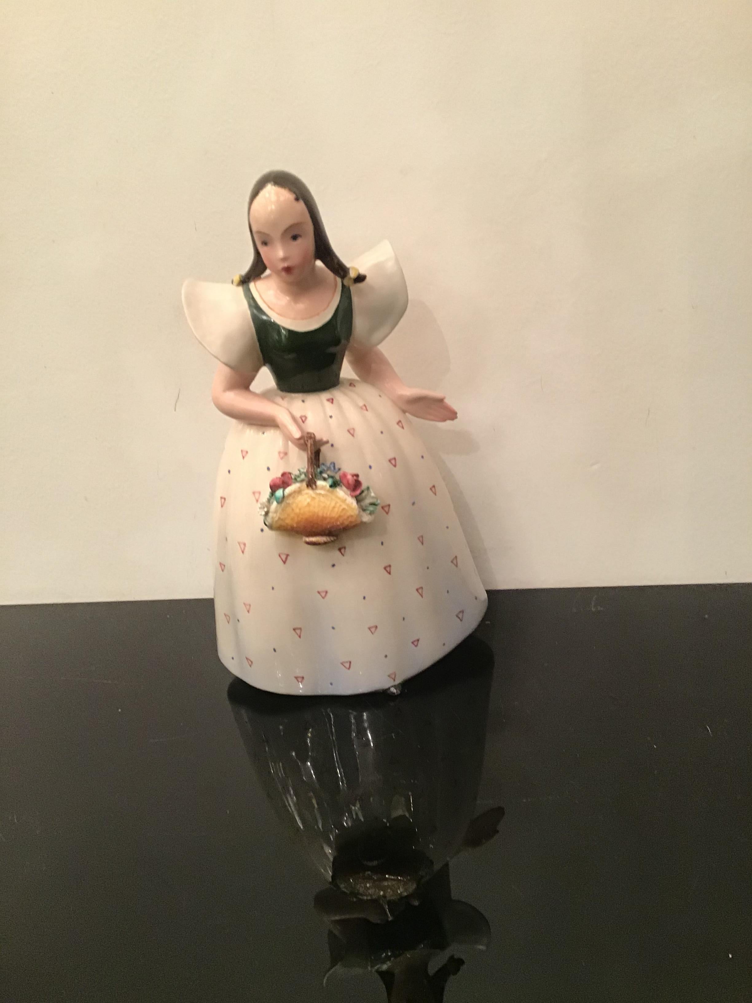 Tosin “Woman with Flowers “Ceramic 1930 Italy For Sale 3