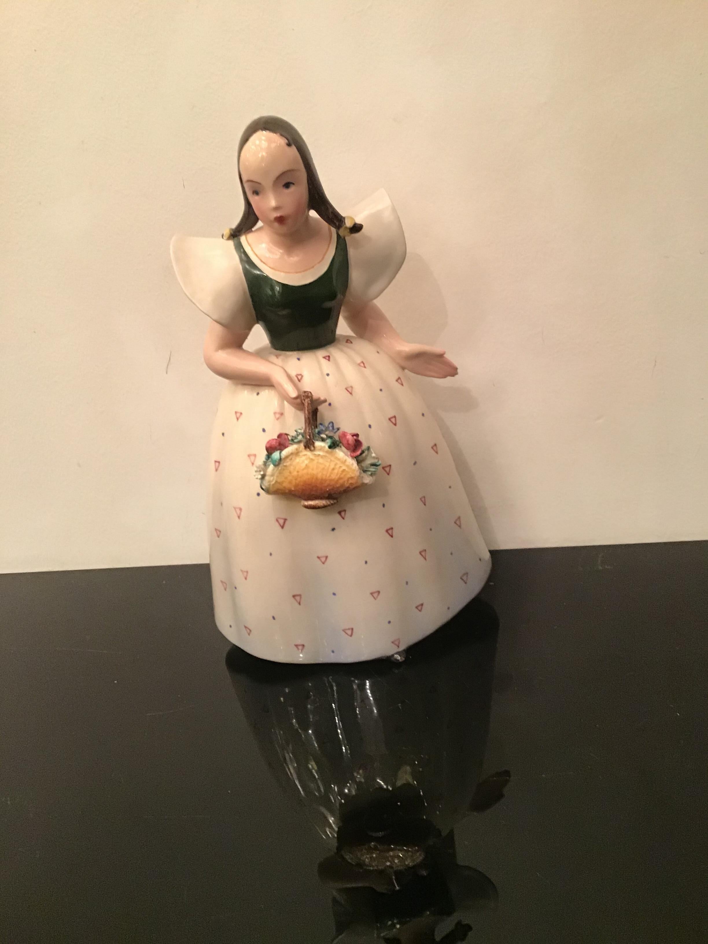 Tosin “Woman with Flowers “Ceramic 1930 Italy For Sale 6