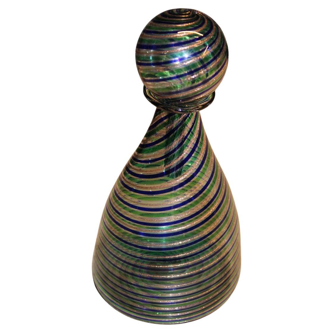 Toso Bottle Vase in Murano Avventurina and Blue and Green Colors, Italy, 1960s