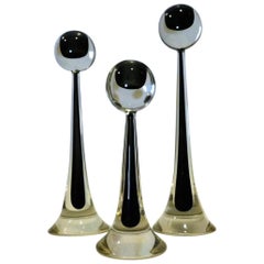 Toso Cenedese Murano Glass Set of Three Modernist Candlesticks
