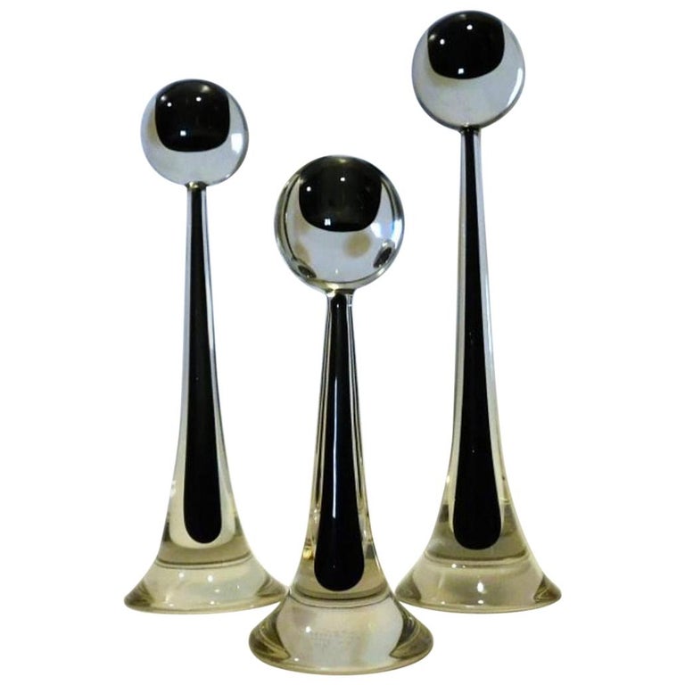 Toso Cenedese Murano Glass Set of Three Modernist Candlesticks For Sale