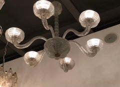 Toso Dino Martens Chandelier Murano Glass Wood Brass, 1945, Italy