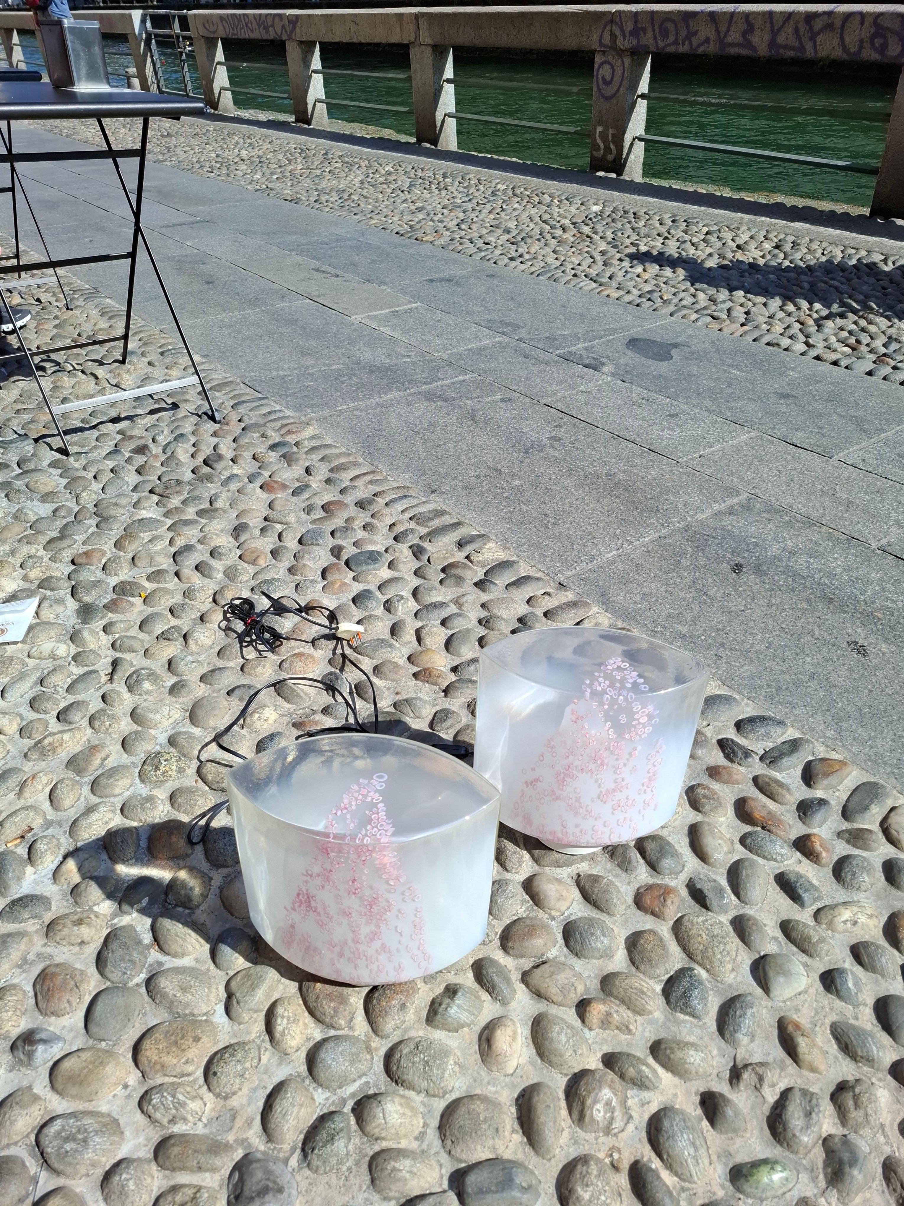 BEAUTIFUL PAIR OF 1970's MURANO GLASS TABLE LAMPS IN PERFECT CONDITION ..From a villa on Lake Como