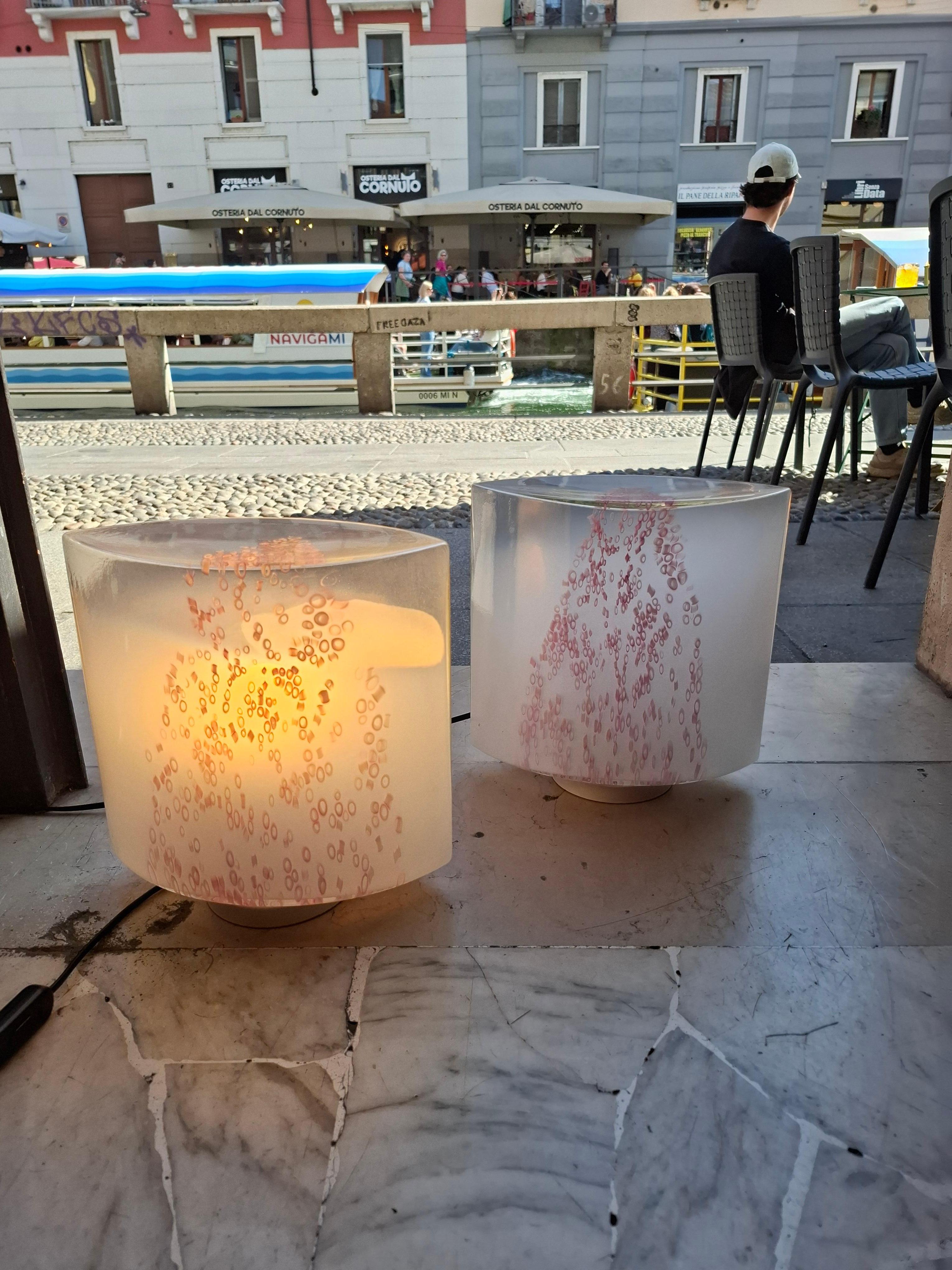 TOSO/LEUCOS PaIR OF TABLE LAMPSO v ETRO DI MURANO OTTONE 1970 ITALY For Sale 1